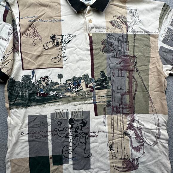 Vintage Disney Golf Mickey Mouse All Over Print Polo Shirt Mens XL Short Sleeve - Picture 6 of 10